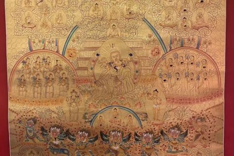 编号153-301181：黄金唐卡-莲花生大士·宁玛派皈依境（120*80CM左右）