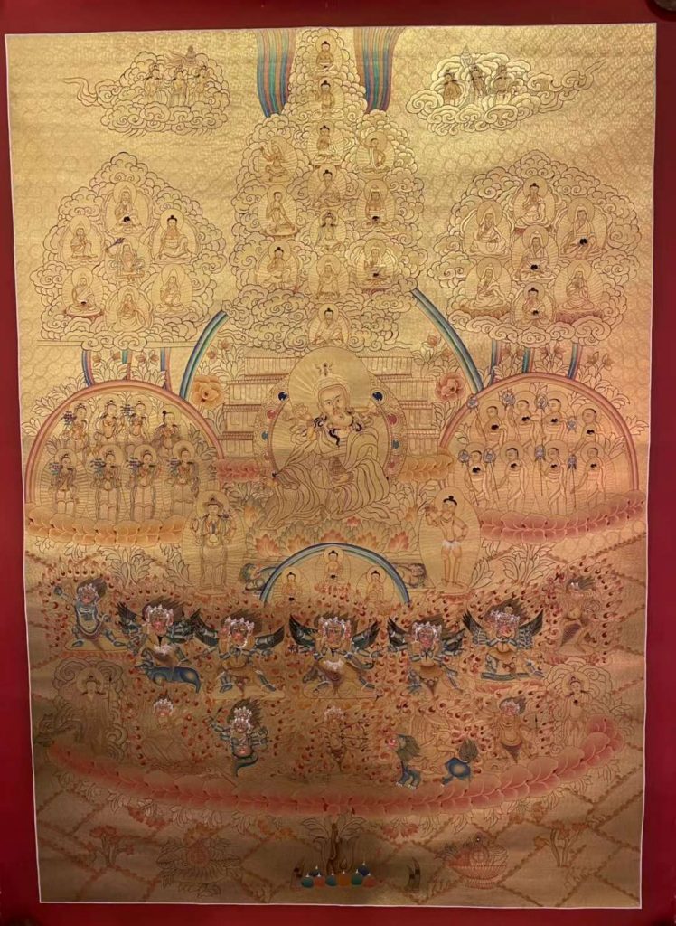 编号153-301181：黄金唐卡-莲花生大士·宁玛派皈依境（120*80CM左右）