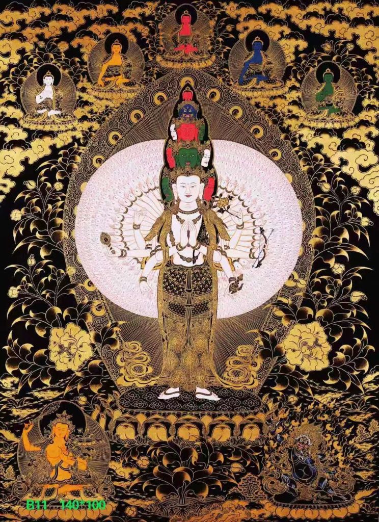 编号172-636876：黑金唐卡-千手观音（140*100CM左右）