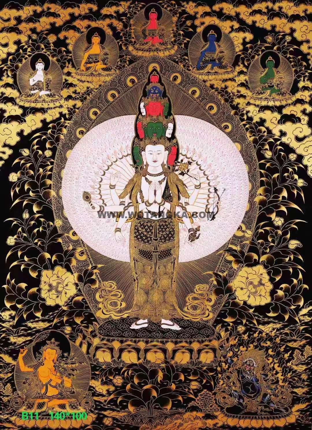 编号172-636876:黑金唐卡-千手观音(140*100CM左右)