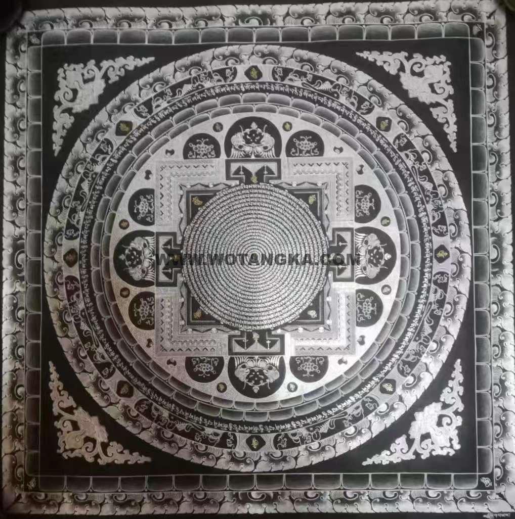 编号191-739514：白银唐卡-时轮金刚坛城（70*70CM左右）