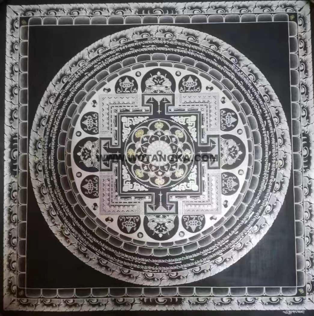 编号191-781204：白银唐卡-时轮金刚坛城（70*70CM左右）