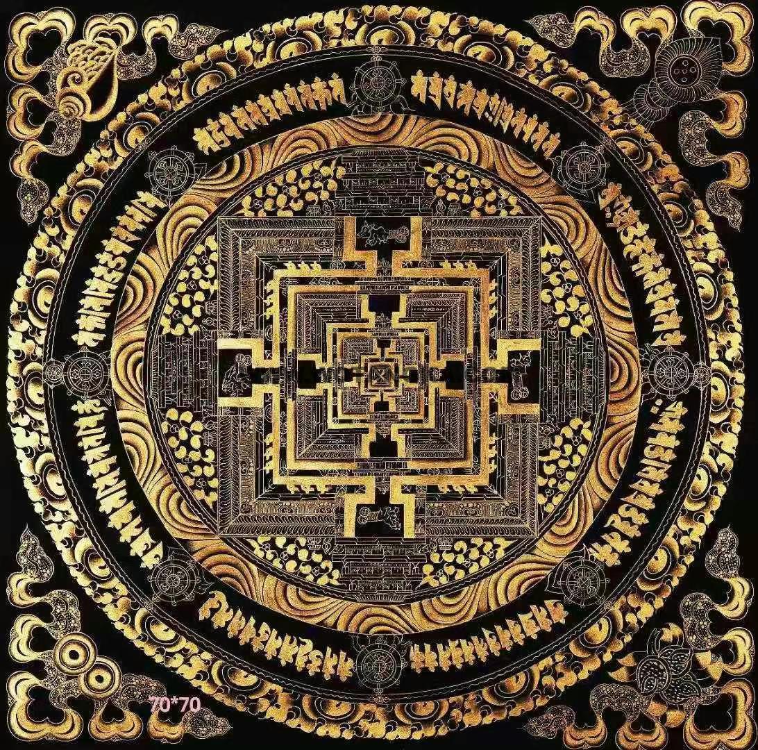 编号172-428599：黑金唐卡-时轮金刚坛城（70*70CM左右）