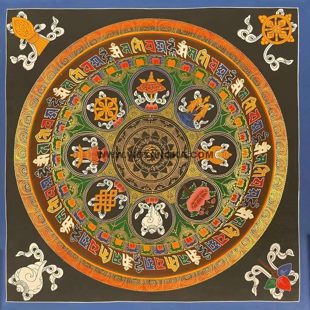 编号191-178795：彩绘唐卡-吉祥八宝坛城（100*100CM左右）