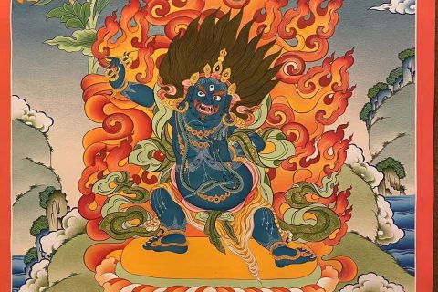 编号153-836972：彩绘唐卡-二臂玛哈嘎拉（62*42CM左右）