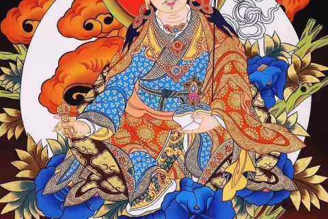 编号172-632302：彩绘唐卡-莲花生大士（60*45CM左右）