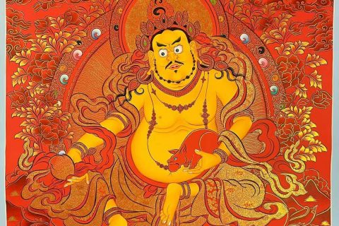 编号172-690567：红金唐卡-五方财神（90*60CM左右）