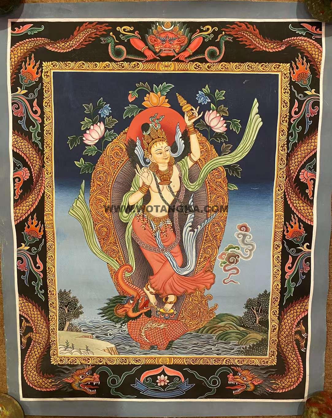 编号153-846822：彩绘唐卡-龙头观音（42*35CM左右）