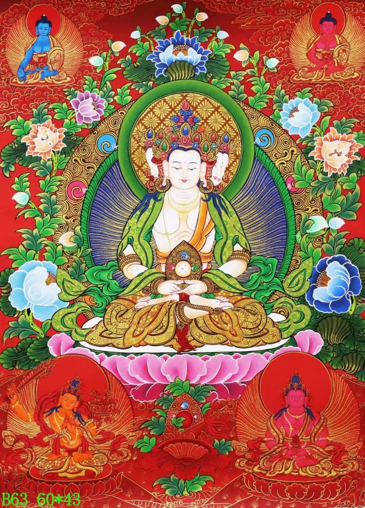 编号138-522492：彩绘唐卡-四面大日如来（60*43CM左右）