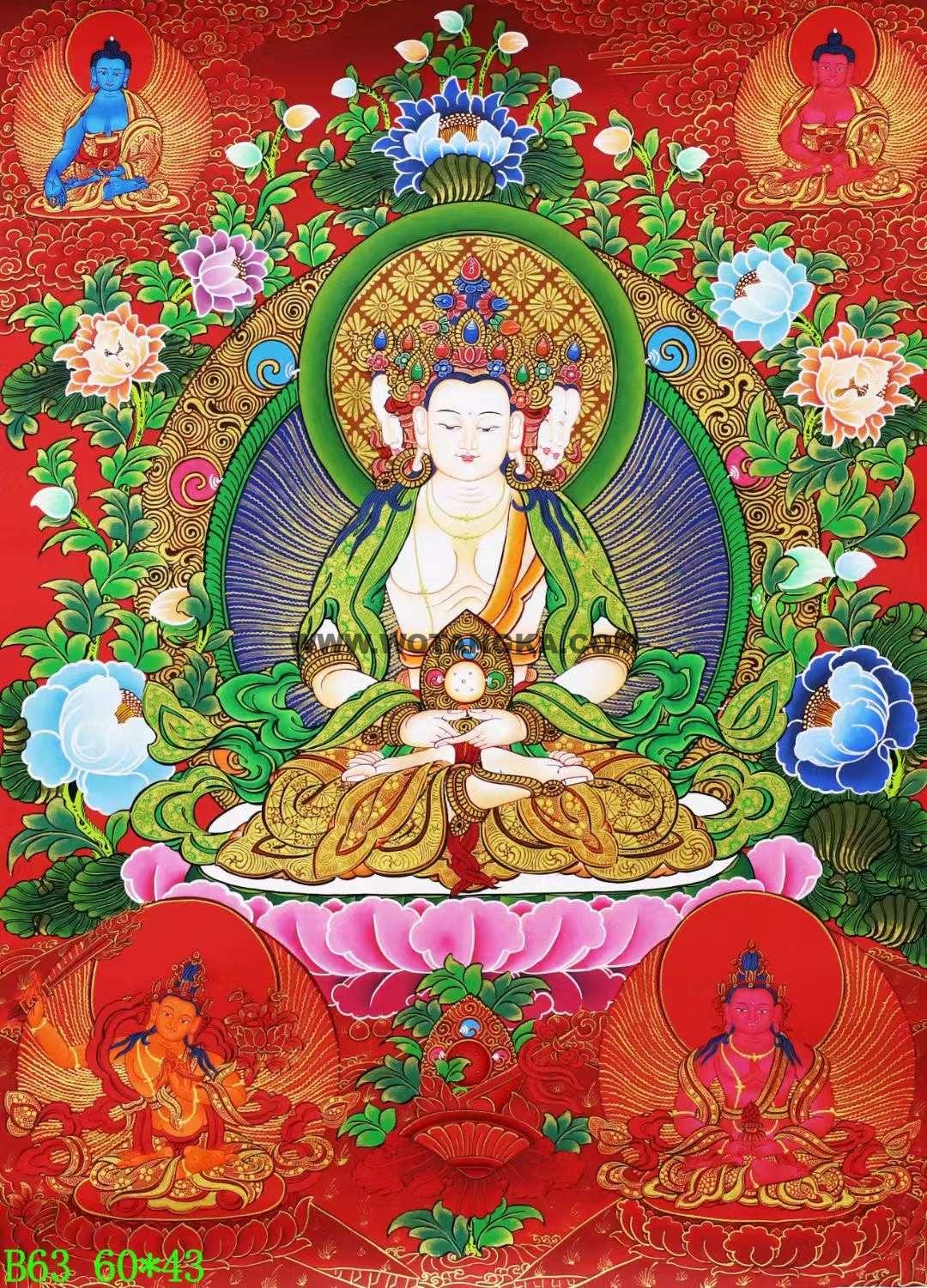 编号138-522492：彩绘唐卡-四面大日如来（60*43CM左右）