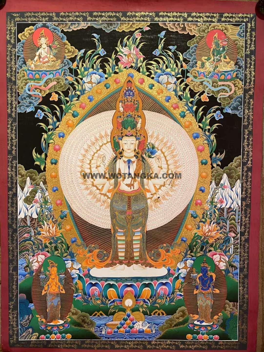 编号153-530376:彩绘唐卡-千手观音(90*60CM左右)