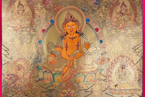 编号172-965582：黄金唐卡-五方财神（60*90CM左右）