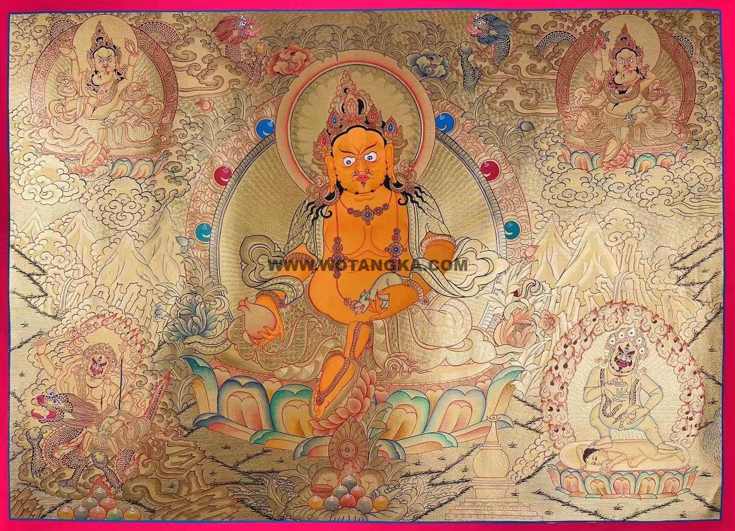 编号172-965582：黄金唐卡-五方财神（60*90CM左右）