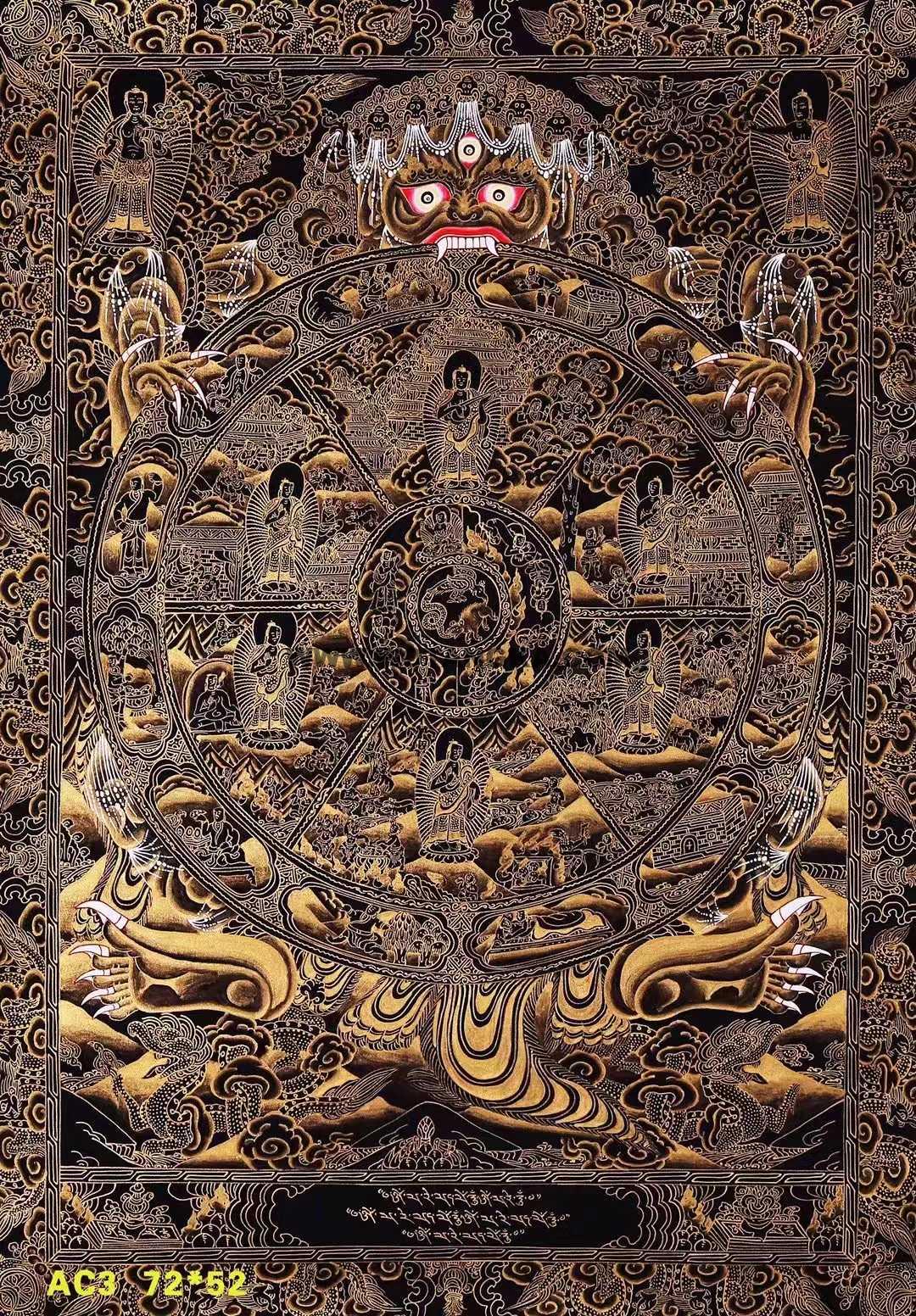 编号172-520453：黑金唐卡-六道轮回（72*52CM左右）