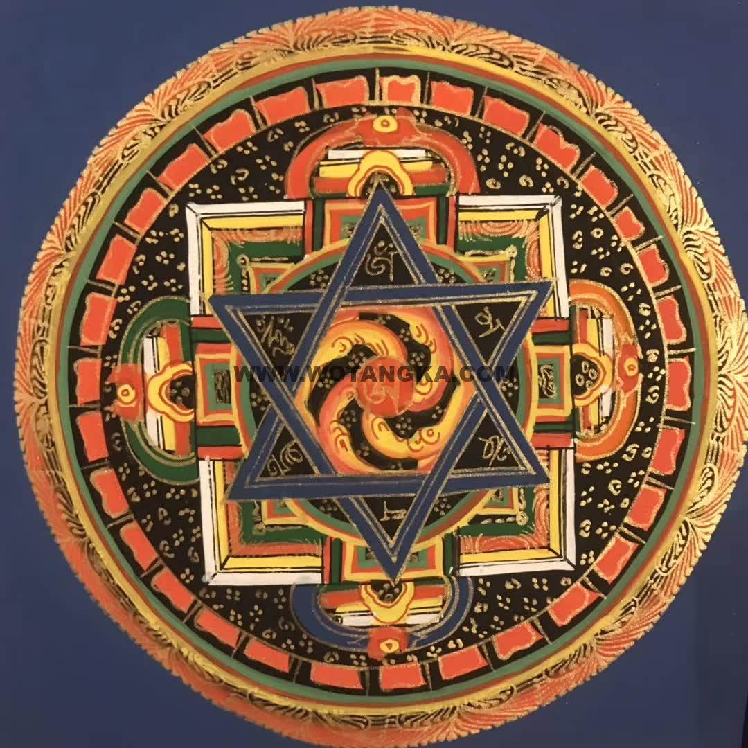 编号191-418625：彩绘唐卡-时轮金刚坛城（20*20CM左右）