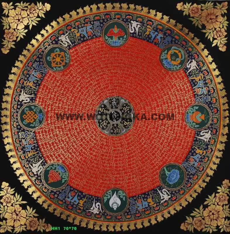 编号191-454480：彩绘唐卡-吉祥八宝坛城（70*70CM左右）