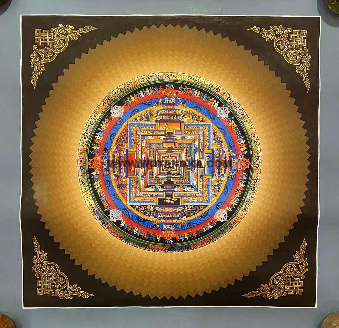 编号191-995014：彩绘唐卡-时轮金刚坛城（70*70CM左右）