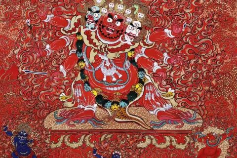 编号138-241234：彩绘唐卡-马头金刚（100*70CM左右）