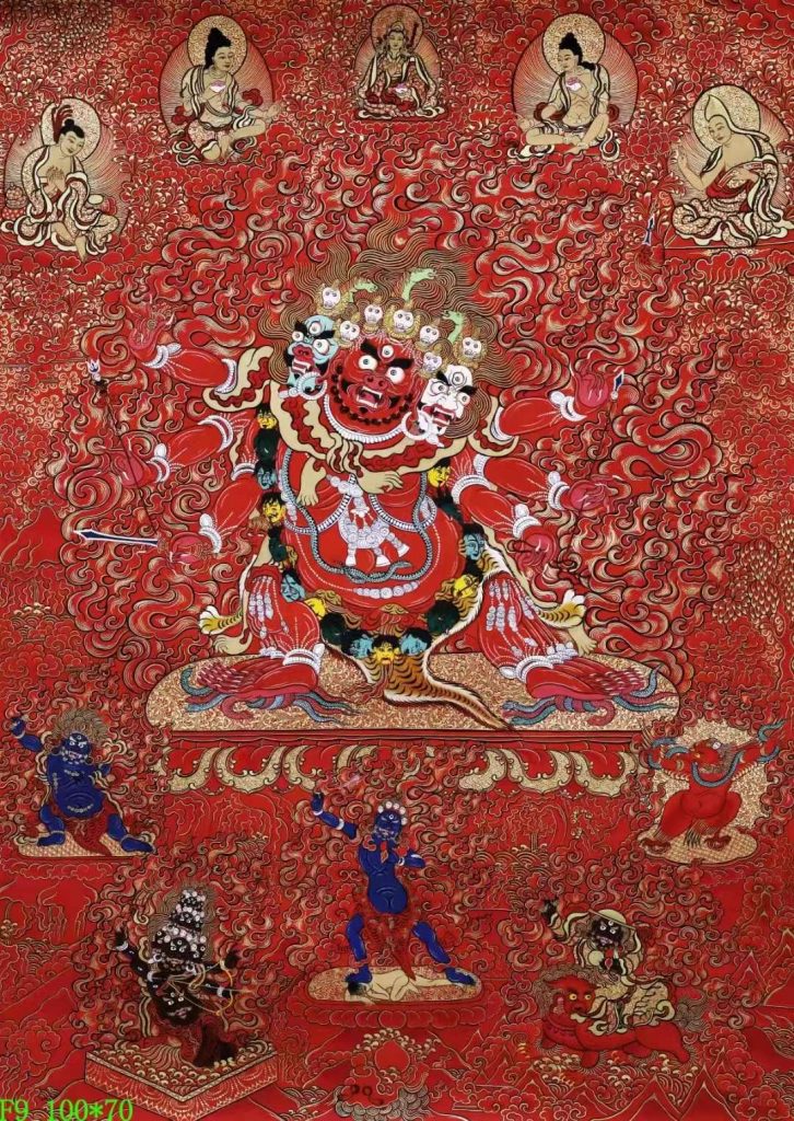 编号138-290283：彩绘唐卡-马头金刚（100*70CM左右）