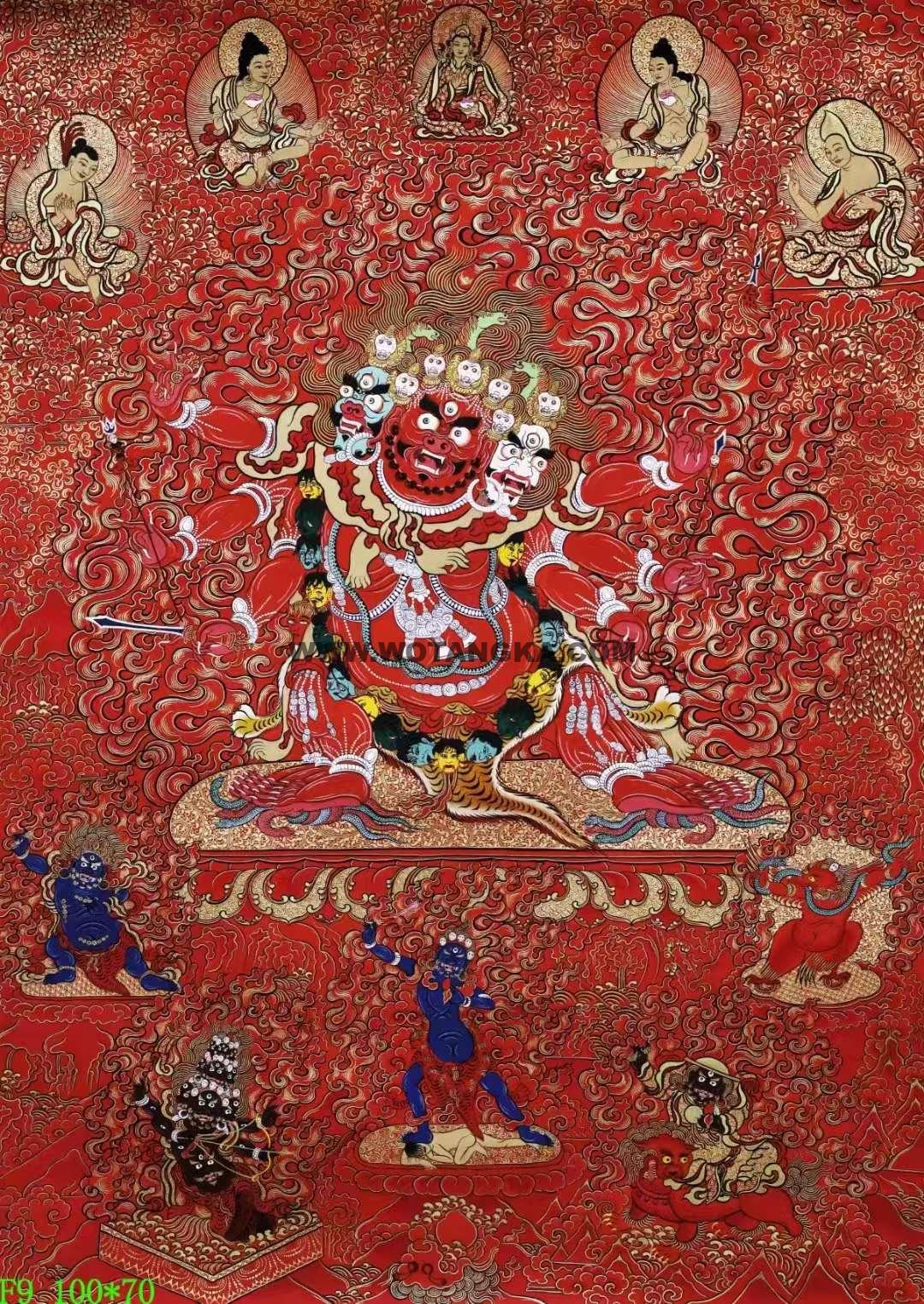 编号138-290283:彩绘唐卡-马头金刚(100*70CM左右)