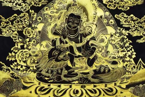 编号138-131768：黑金唐卡-财宝天王（60*44CM左右）