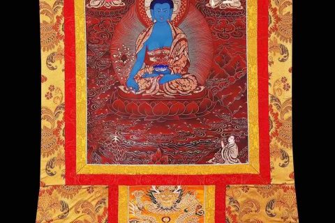 编号172-550560：红金唐卡-药师佛（70*50CM左右）