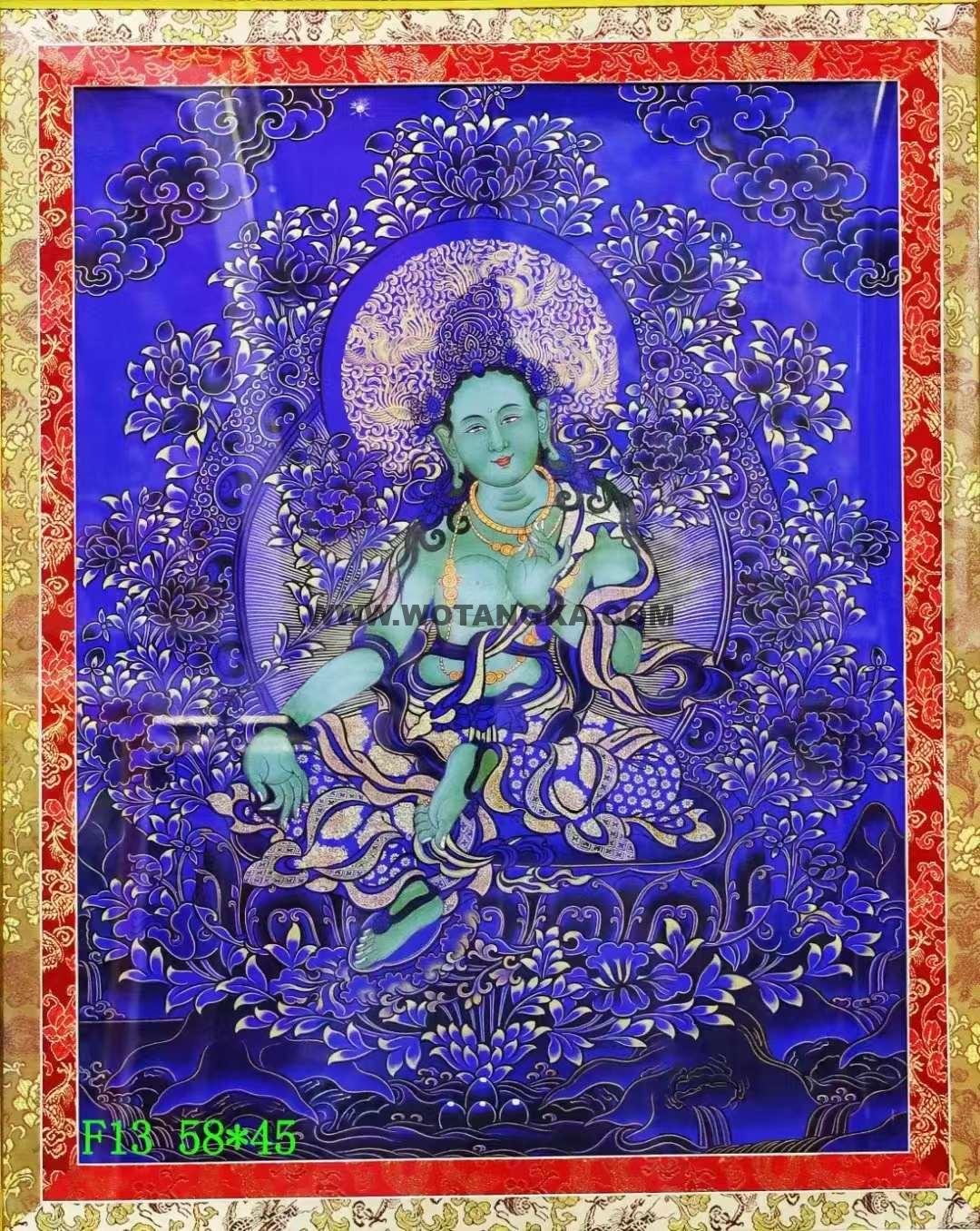 编号138-399334:蓝金唐卡-绿度母(58*45CM左右)
