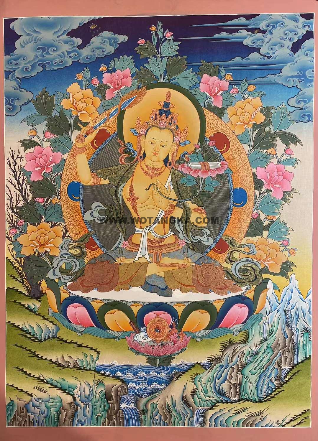 编号153-594357：彩绘唐卡-文殊菩萨（70*50CM左右）