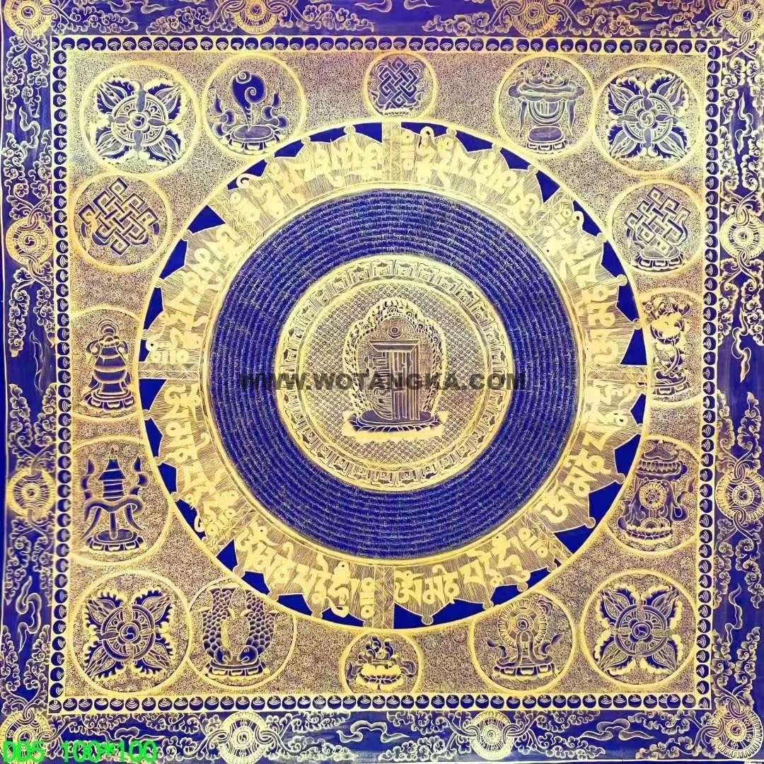 编号138-994065:黑金唐卡-吉祥八宝十相自在坛城(100*100CM左右)