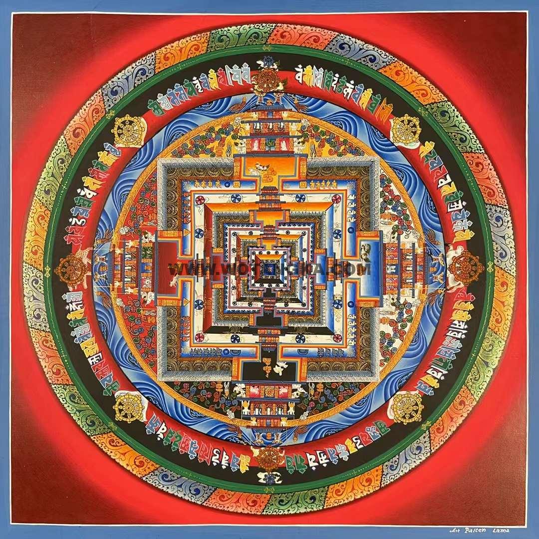 编号191-990550:彩绘唐卡-时轮金刚坛城(35*35CM左右)