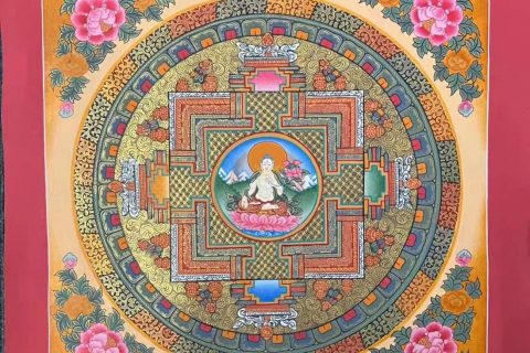 编号191-318401：彩绘唐卡-白度母坛城（40*40CM左右）
