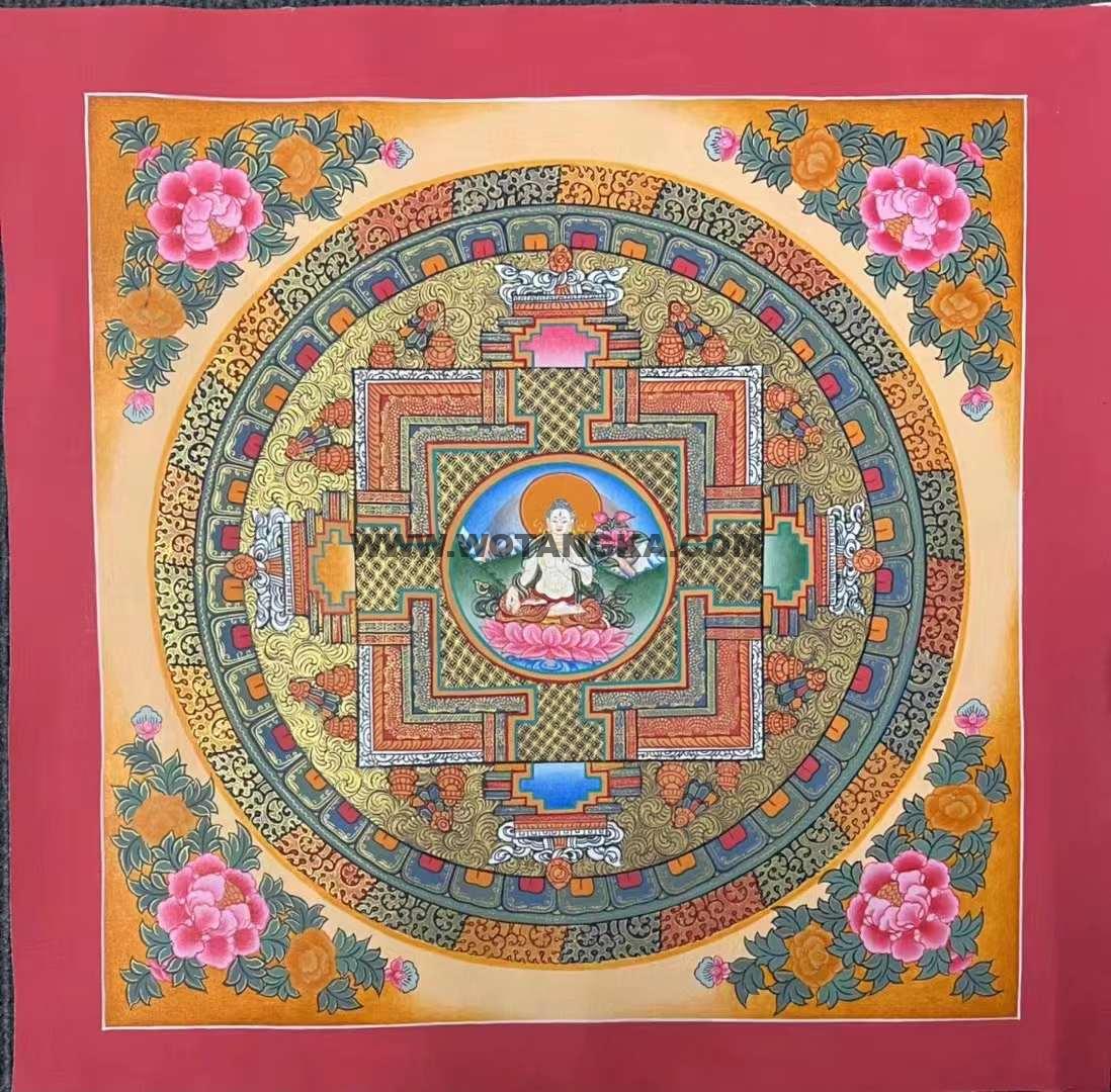 编号191-318401：彩绘唐卡-白度母坛城（40*40CM左右）
