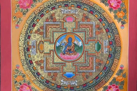 编号191-336670：彩绘唐卡-药师佛坛城（40*40CM左右）