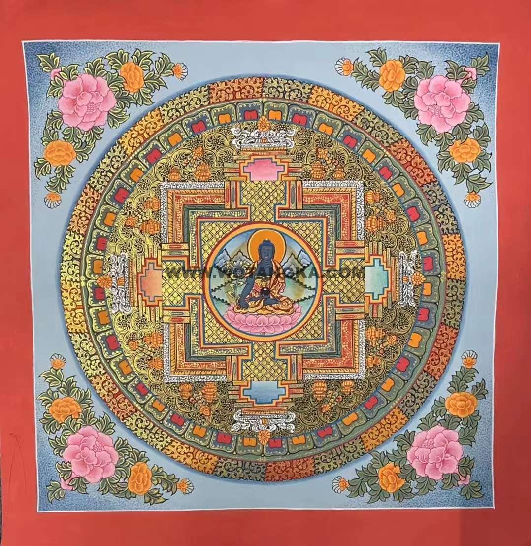 编号191-346397:彩绘唐卡-药师佛坛城(40*40CM左右)