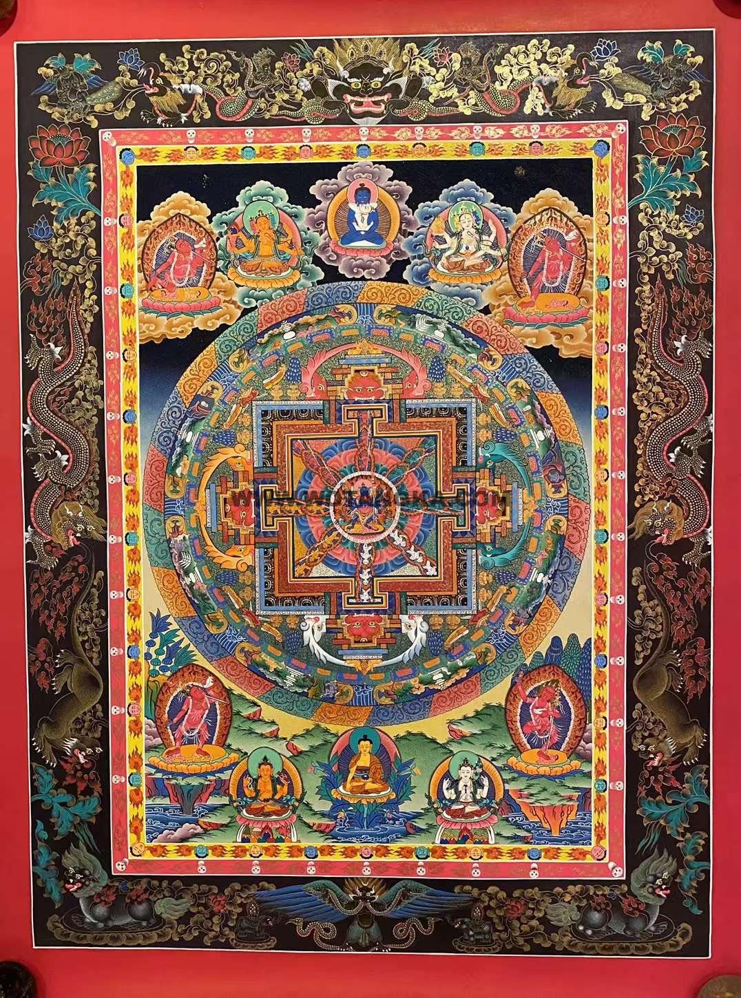 编号153-612684：彩绘唐卡-密集金刚坛城（100*70CM左右）