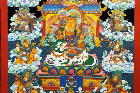 编号153-396993：彩绘唐卡-八马财神（120*75CM左右）