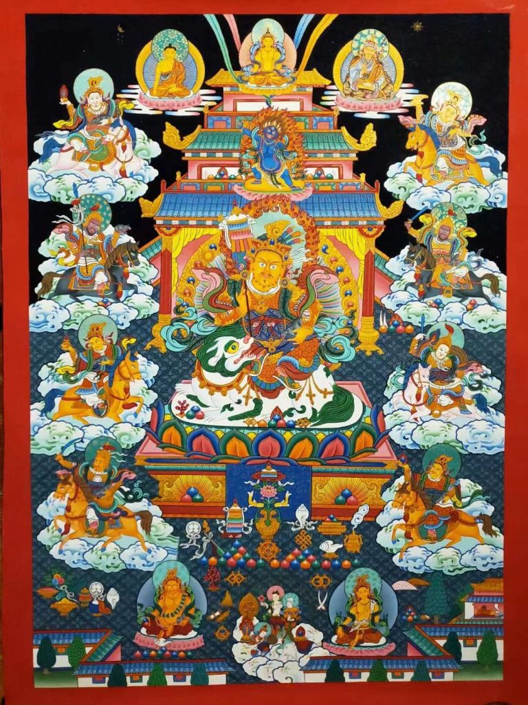编号153-396993：彩绘唐卡-八马财神（120*75CM左右） | 沃唐卡