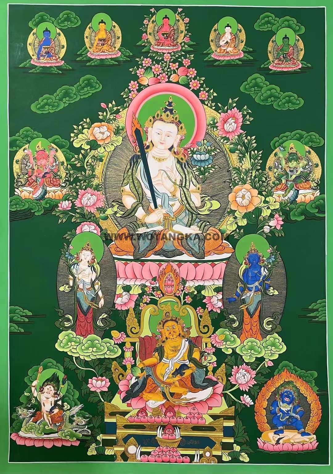 编号153-190862:绿金唐卡-虚空藏菩萨(100*70CM左右)