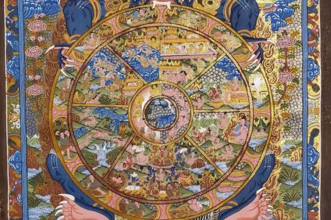 编号153-645520：彩绘唐卡-六道轮回（90*55CM左右）