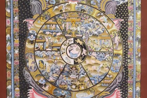 编号153-931687：彩绘唐卡-六道轮回（90*55CM左右）