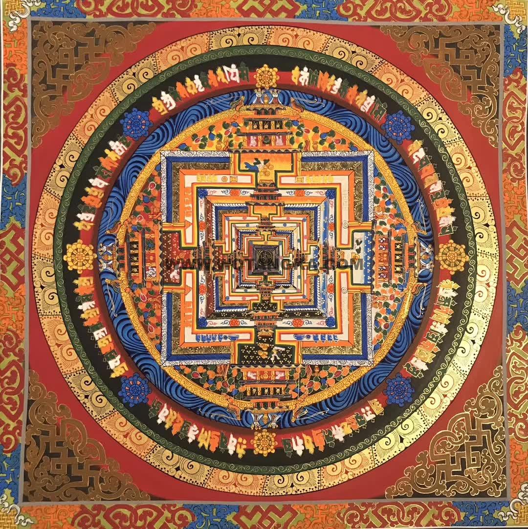 编号191-287444：彩绘唐卡-时轮金刚坛城（100*100CM左右）
