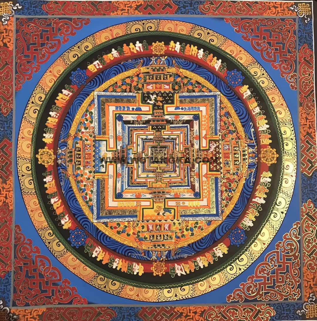 编号191-298552：彩绘唐卡-时轮金刚坛城（100*100CM左右）