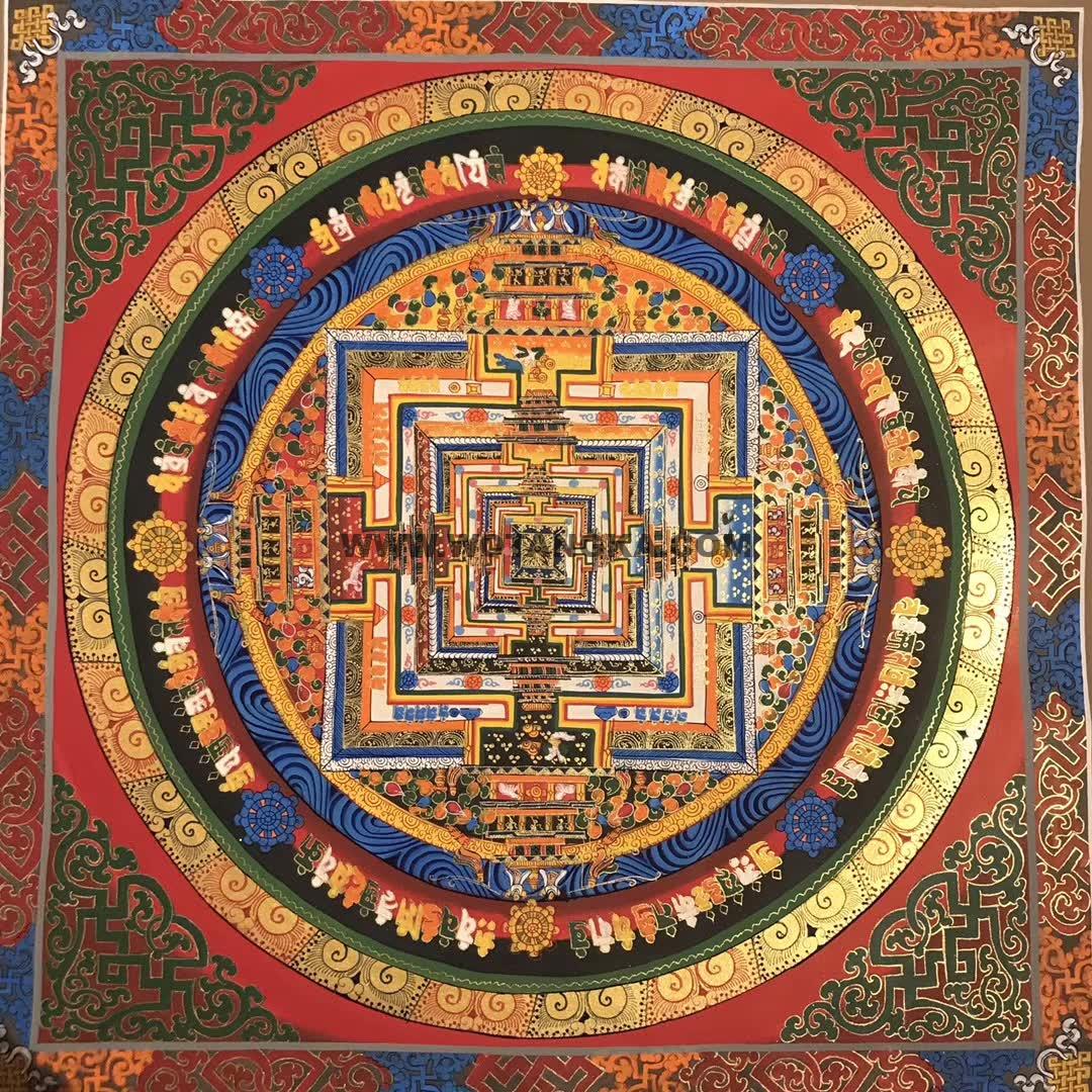 编号191-249390：彩绘唐卡-时轮金刚坛城（100*100CM左右）