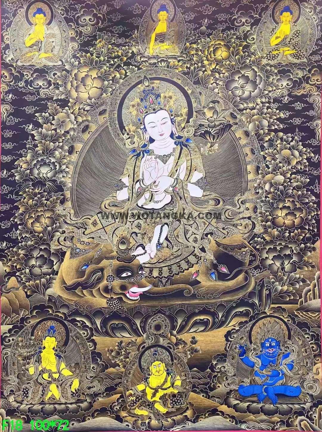 编号138-236492:黑金唐卡-普贤菩萨(100*72CM左右)