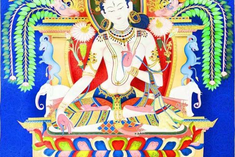 编号138-694651：彩绘唐卡-白度母（100*73CM左右）