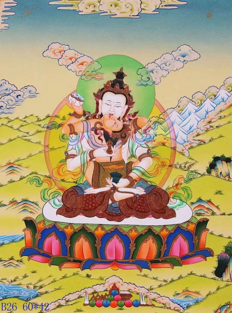 编号138-703690：彩绘唐卡-金刚萨埵双修（60*42CM左右）