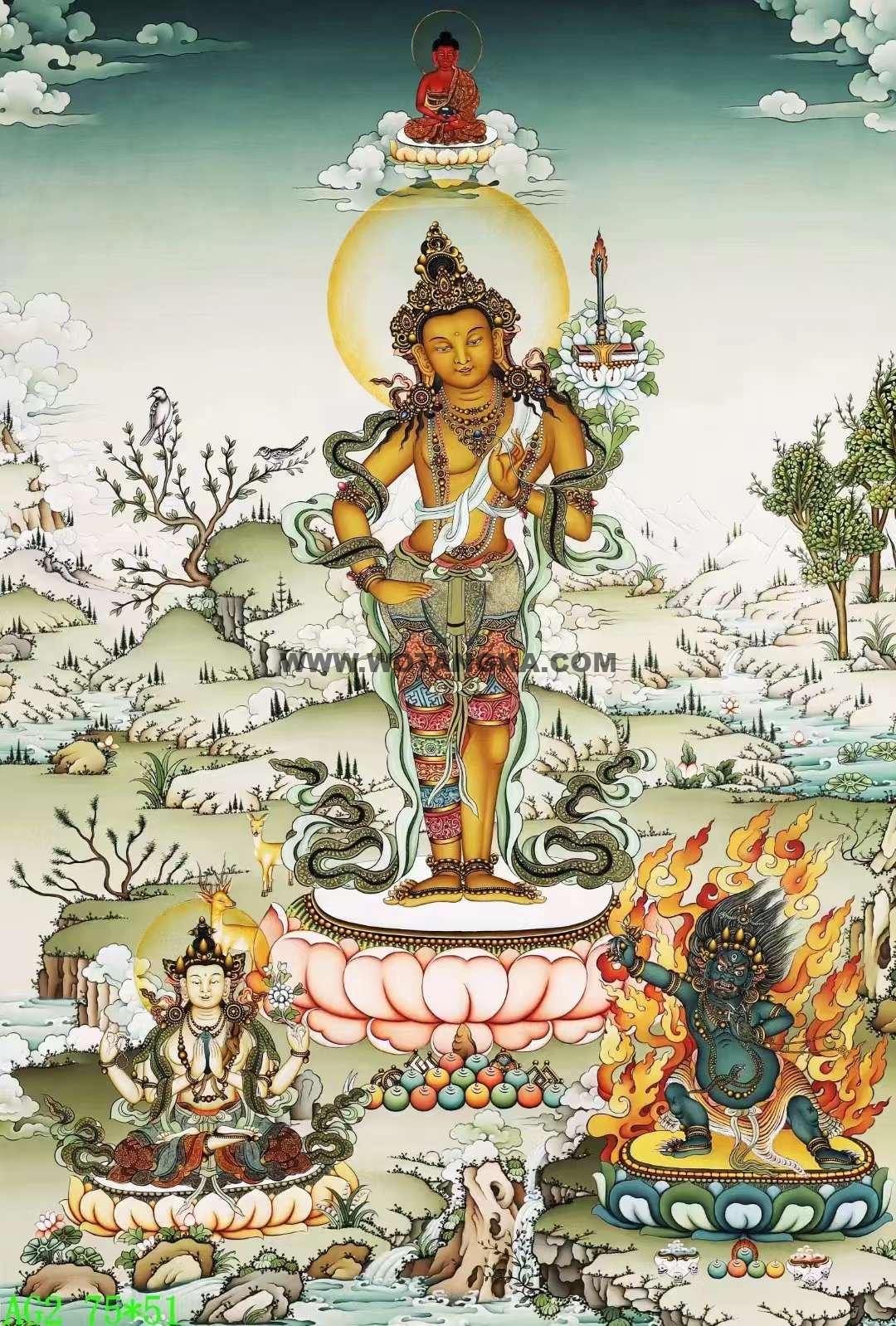 编号138-443418：嘎玛嘎赤-文殊菩萨·三怙主（75*51CM左右）