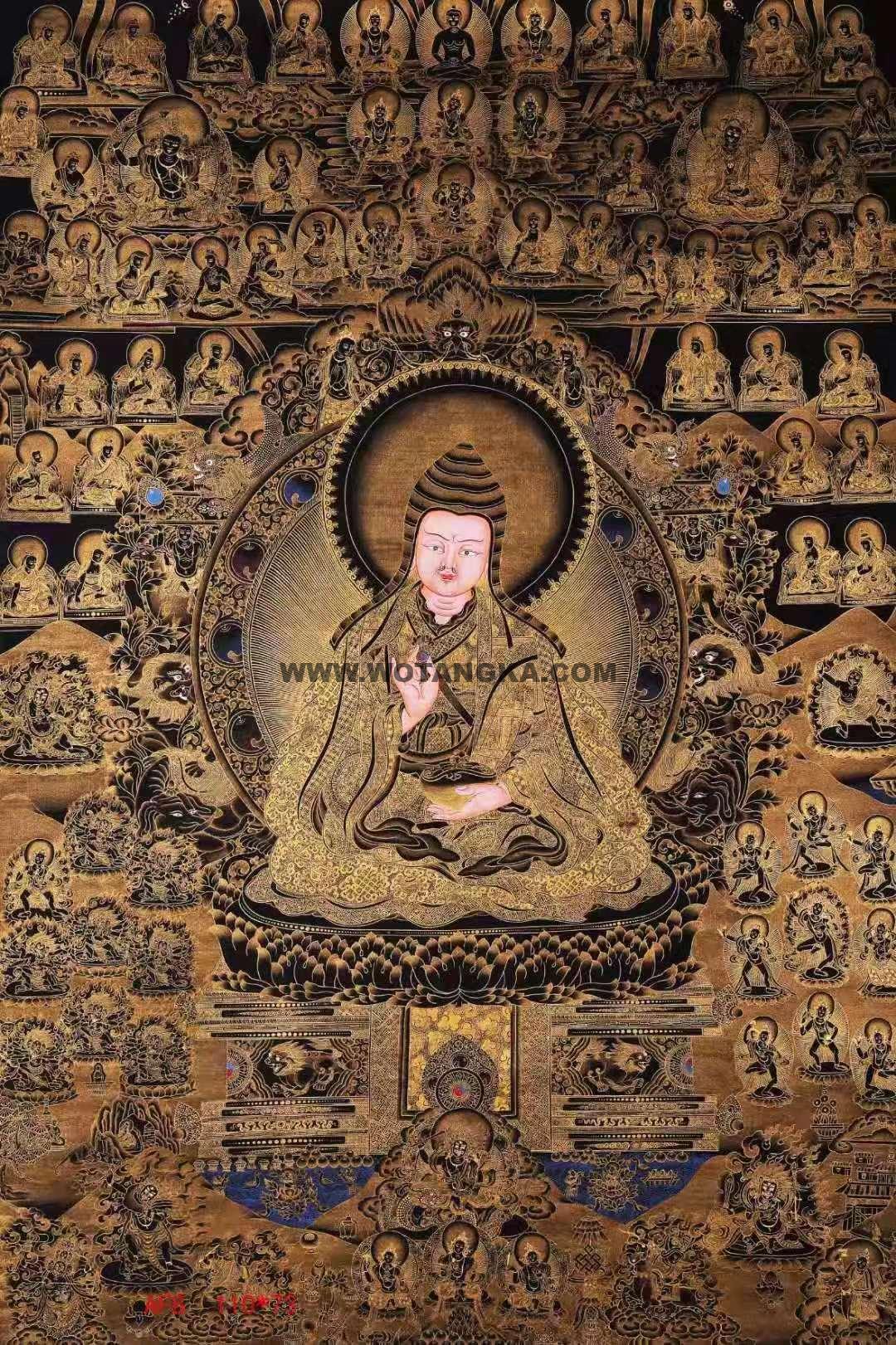 编号172-616413:黑金唐卡-莲花生大士(110*73CM左右)