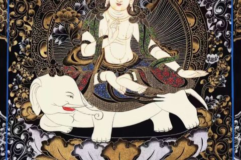 编号138-750948：黑金唐卡-普贤菩萨（61*46CM左右）