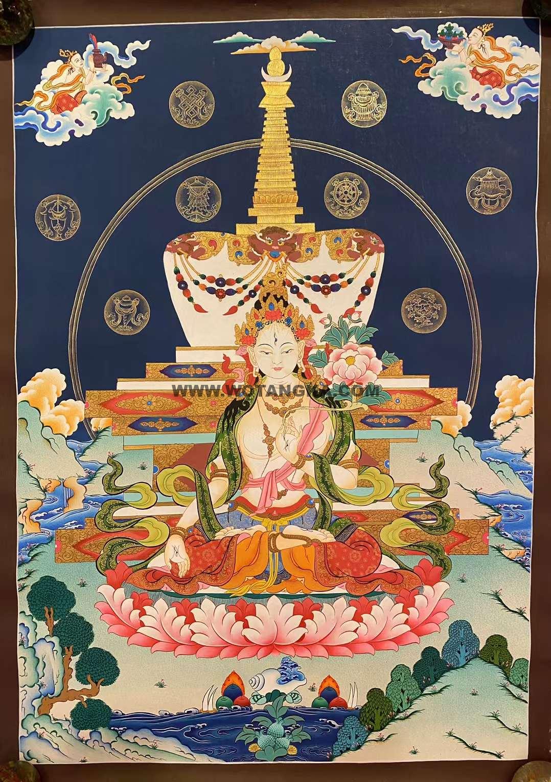 编号153-118153:彩绘唐卡-白度母(80*60CM左右)